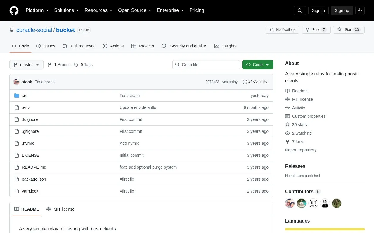 Bucket homepage screenshot