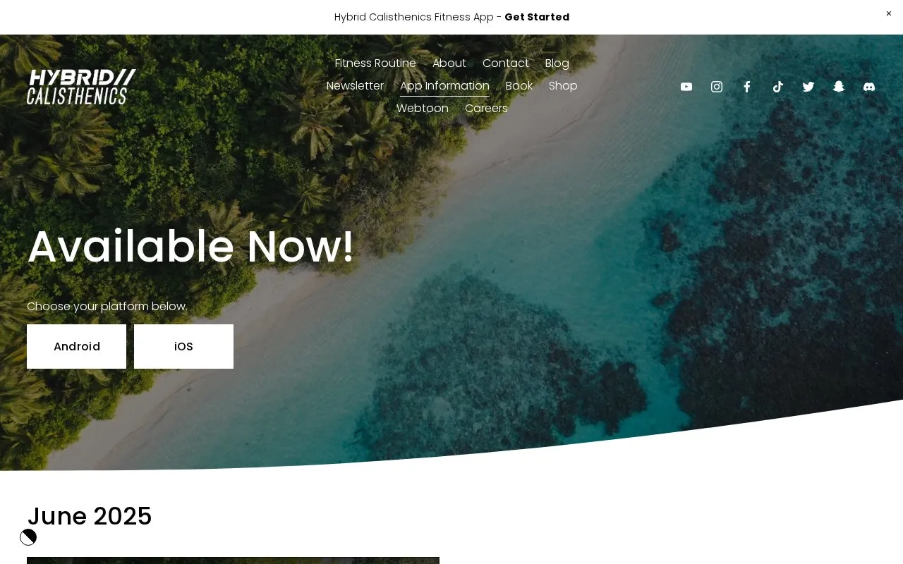 Hybrid Calisthenics homepage screenshot