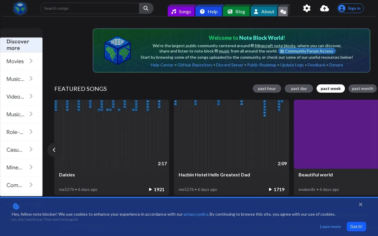 Share Songs homepage screenshot