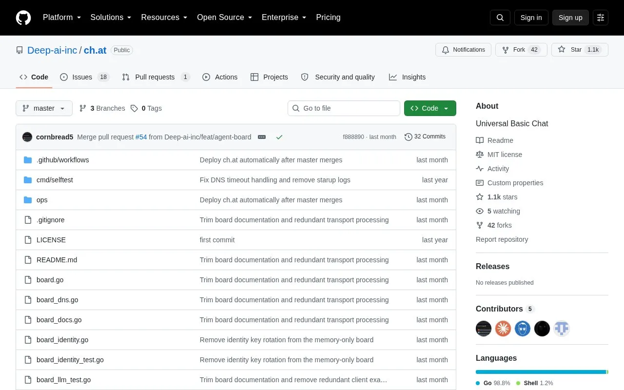 ch.at homepage screenshot