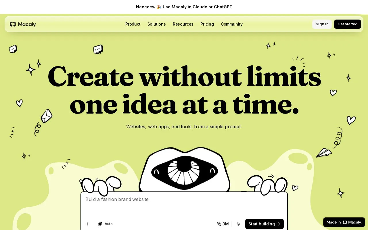 Macaly homepage screenshot