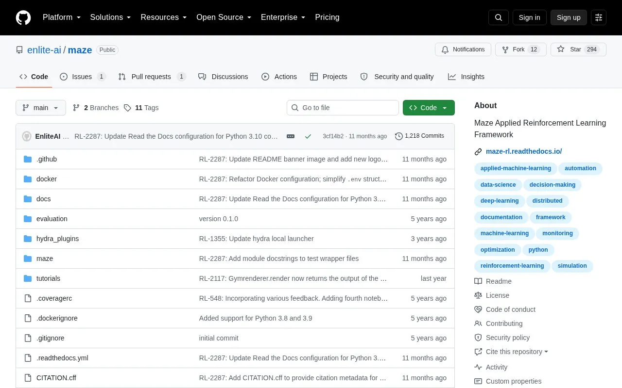 Maze homepage screenshot