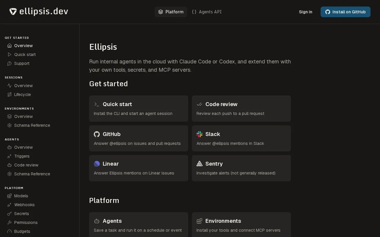 Docs homepage screenshot
