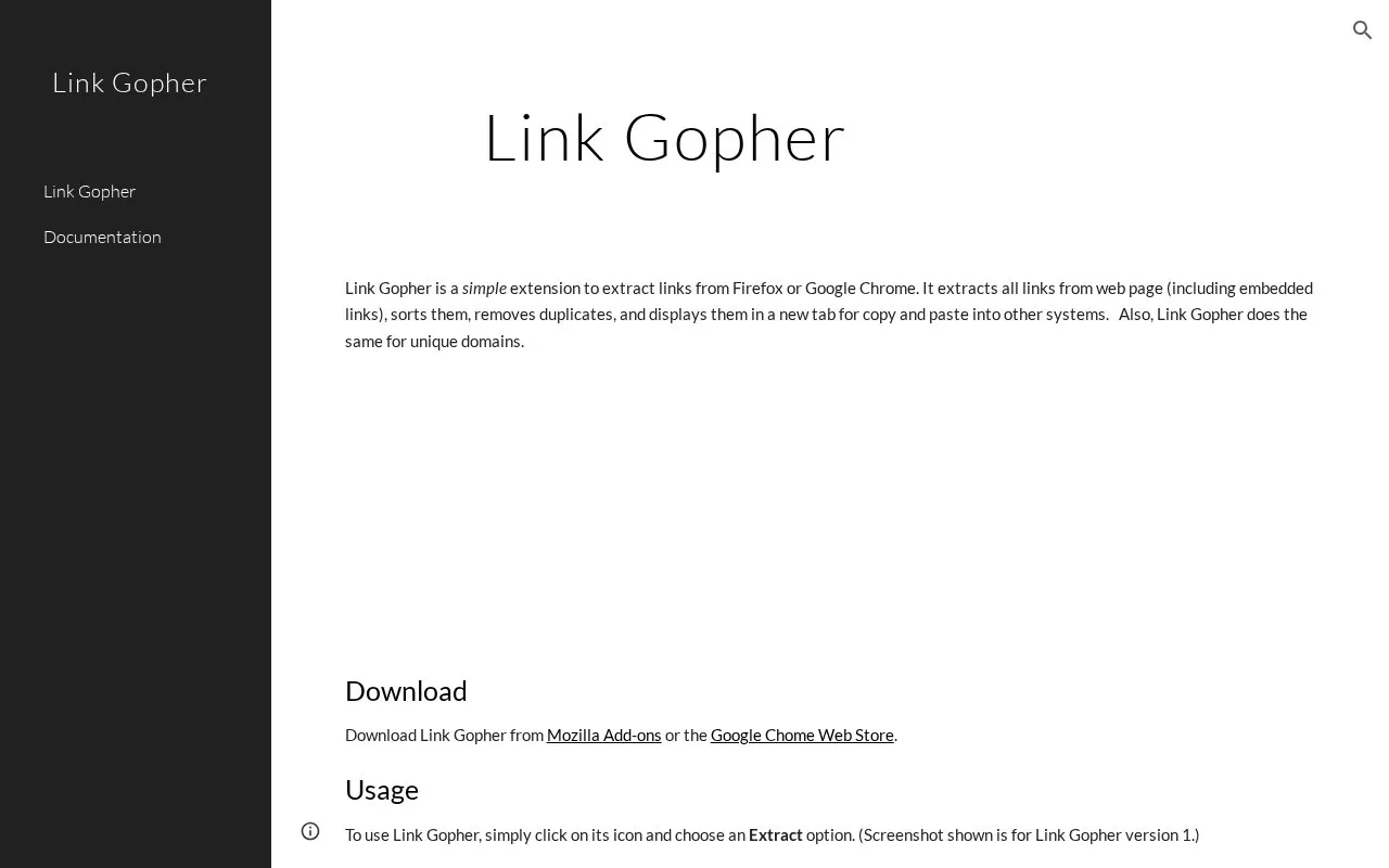 Link Gopher homepage screenshot