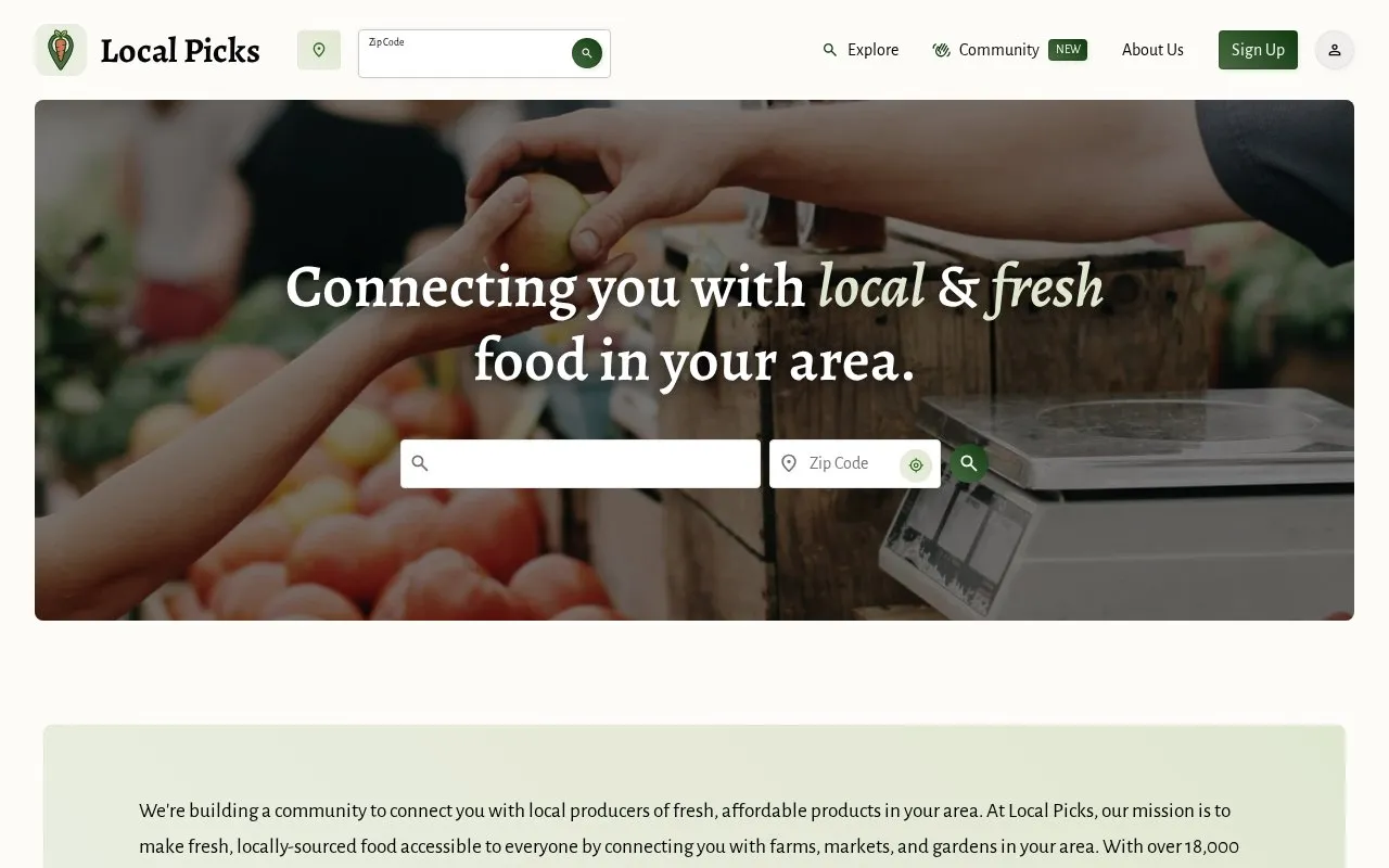 Local Picks homepage screenshot