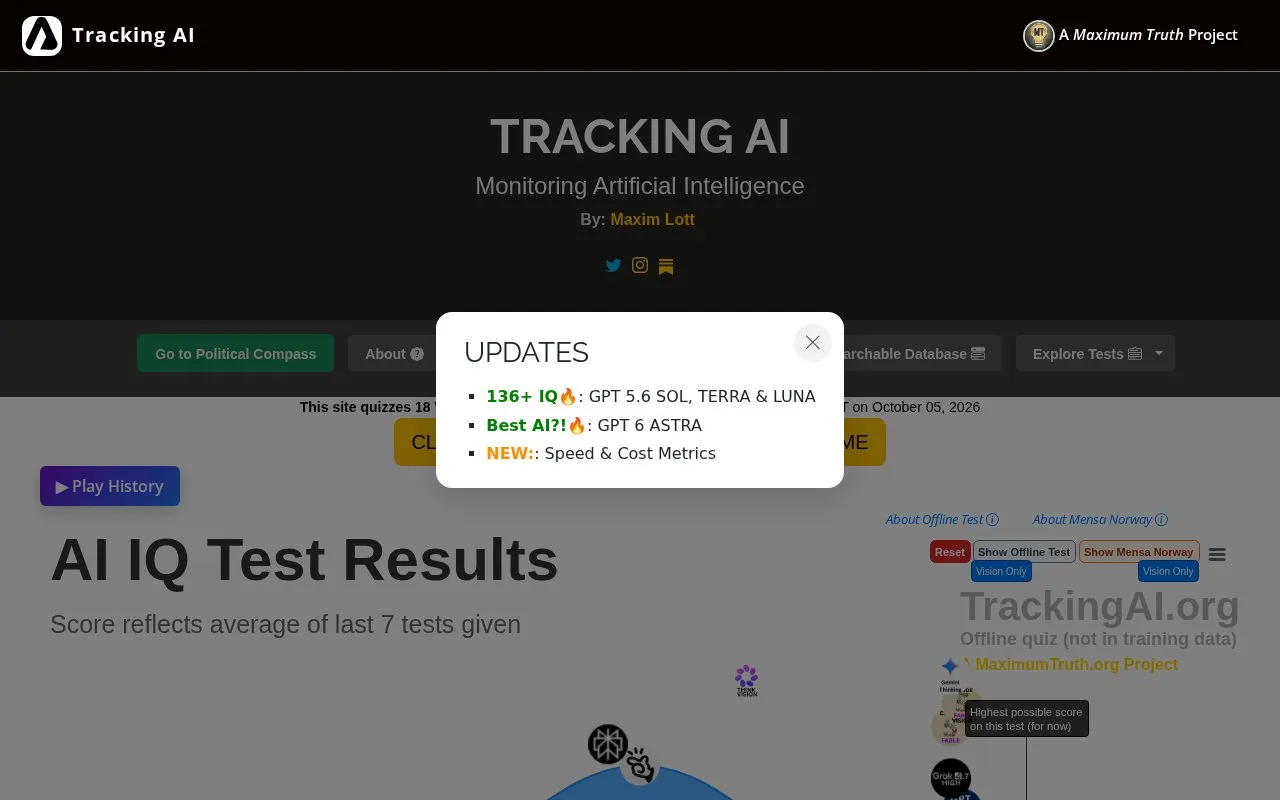 Tracking AI homepage screenshot
