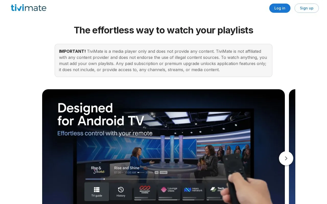 TiviMate homepage screenshot