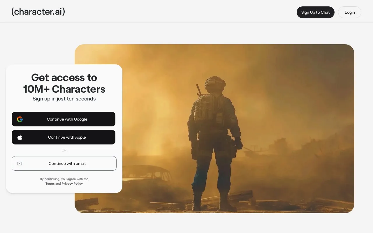 Character.AI homepage screenshot