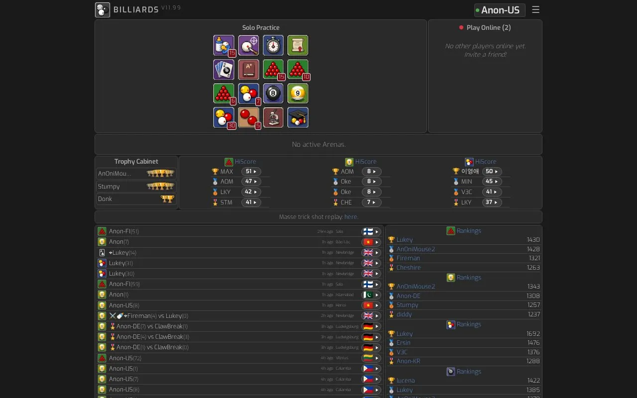 Billiards Pool Game homepage screenshot