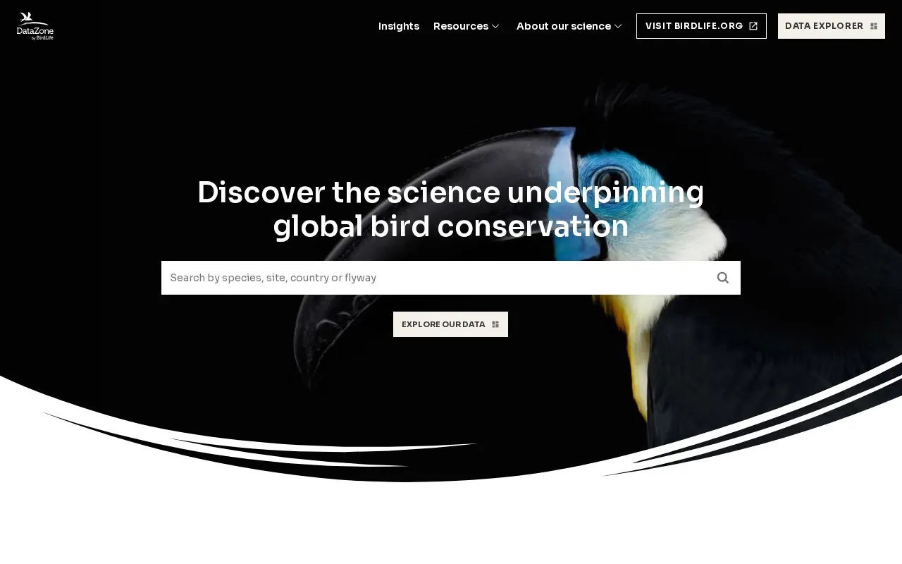 BirdLife DataZone homepage screenshot