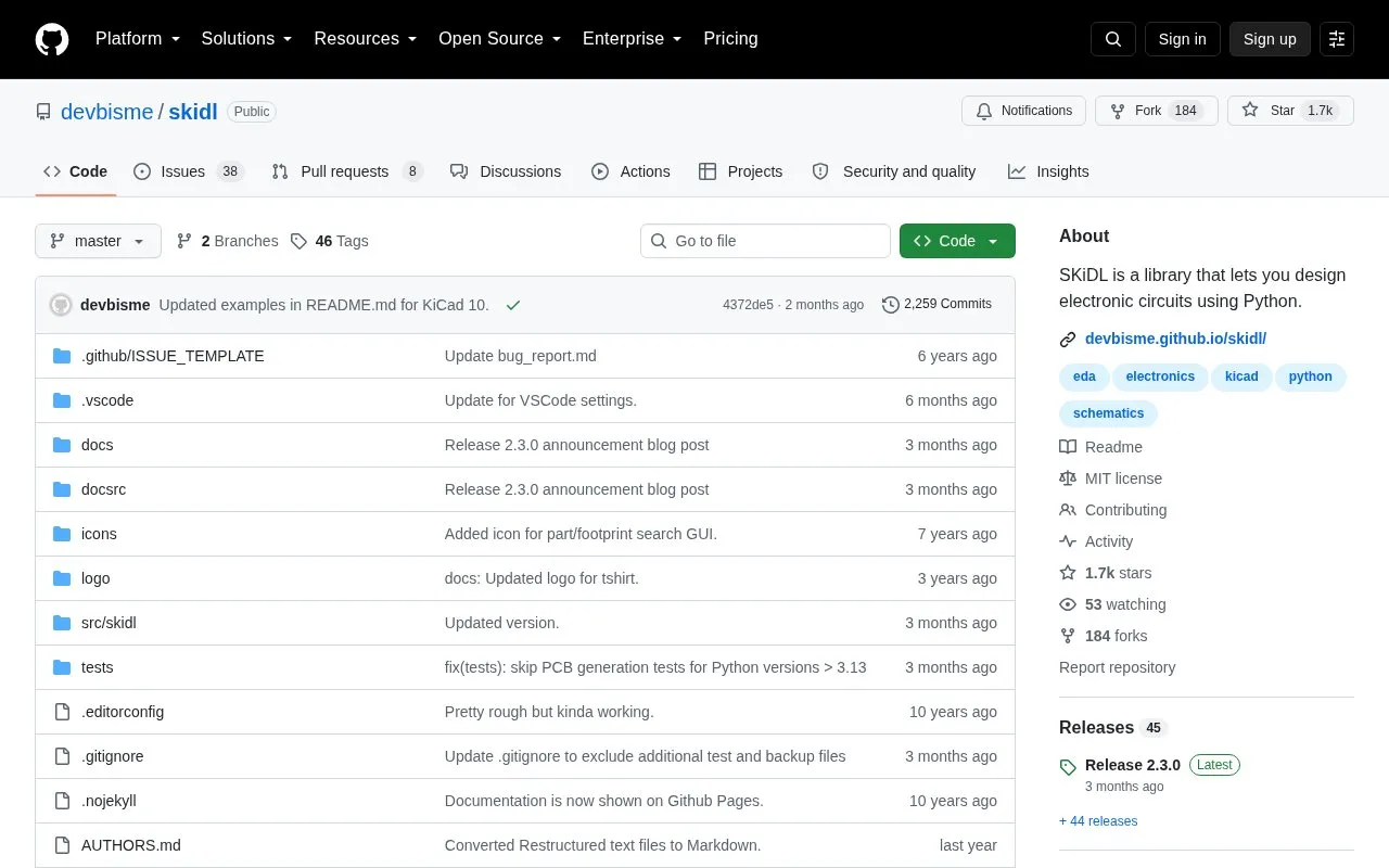 Skidl homepage screenshot