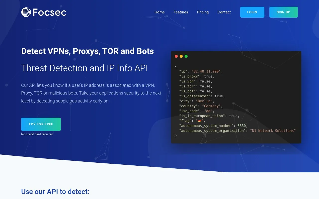 Focsec homepage screenshot