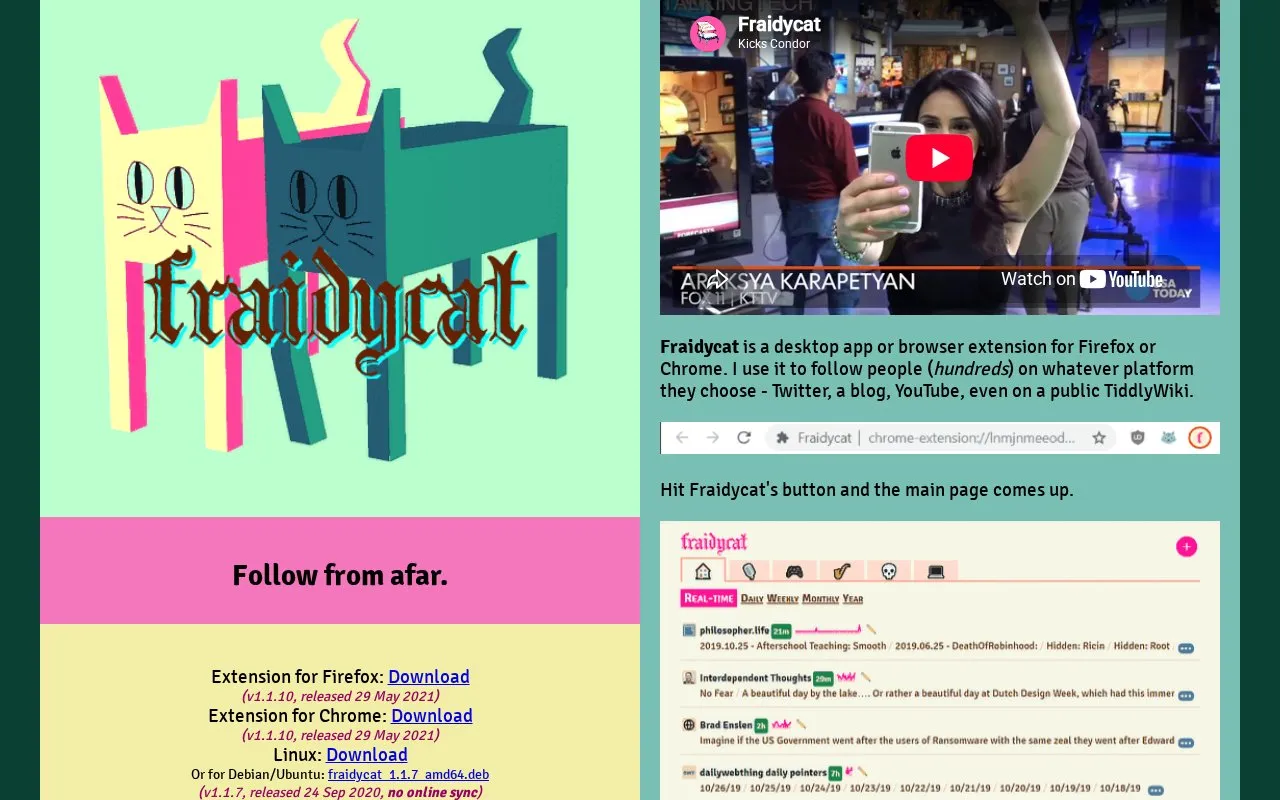 Fraidycat homepage screenshot