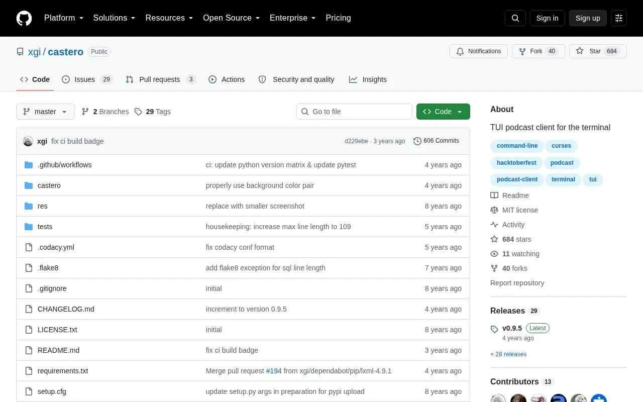 castero homepage screenshot