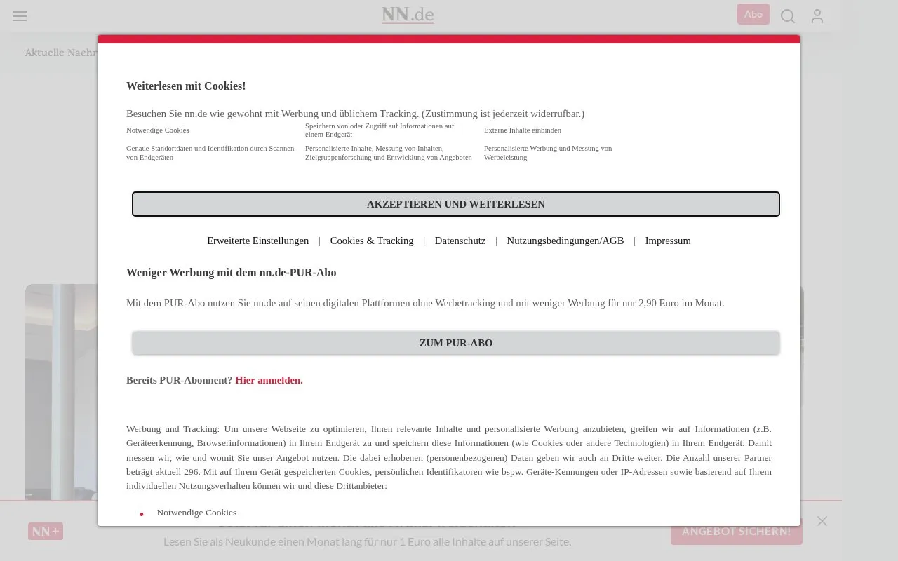 Nürnberger Nachrichten homepage screenshot