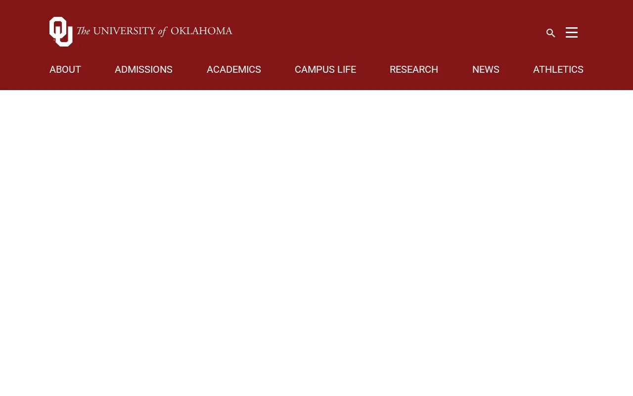 University of Oklahoma homepage screenshot