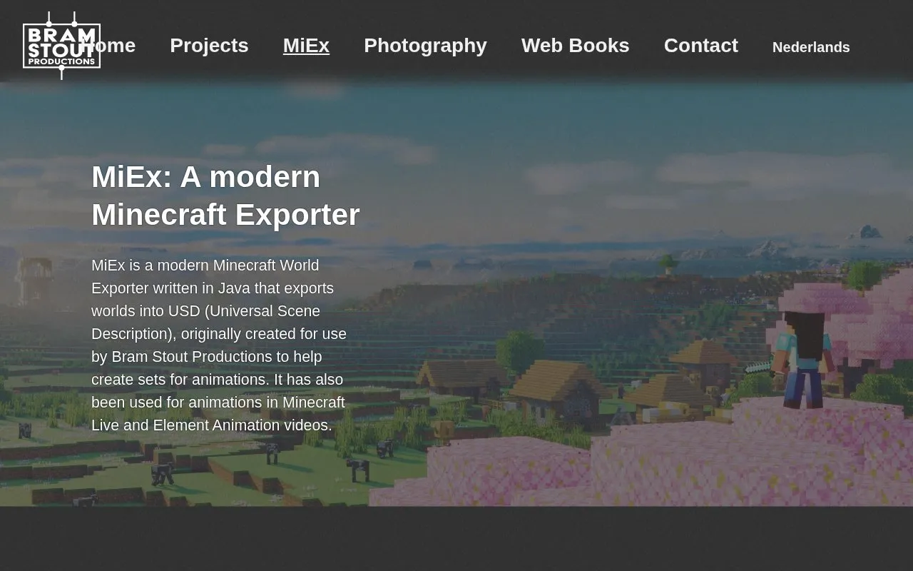 MiEX homepage screenshot
