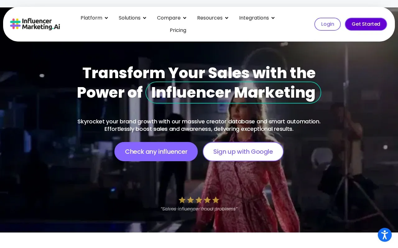 InfluencerMarketing.ai homepage screenshot