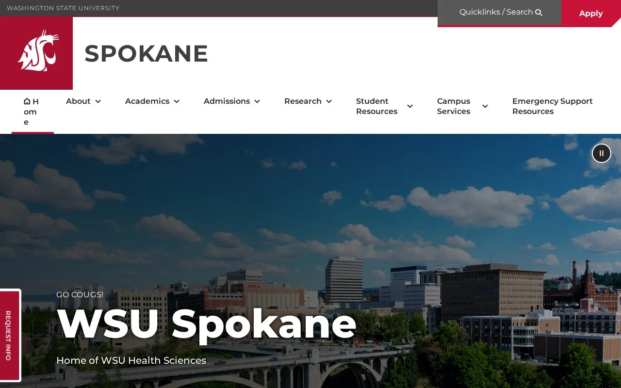 Washington State University, Spokane Campus homepage screenshot