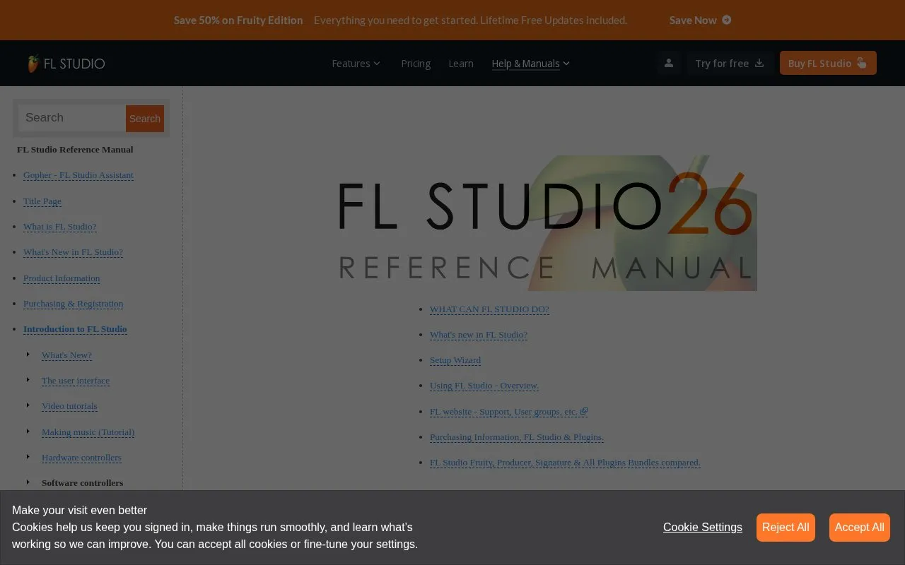 Fl Studio Online Manual homepage screenshot