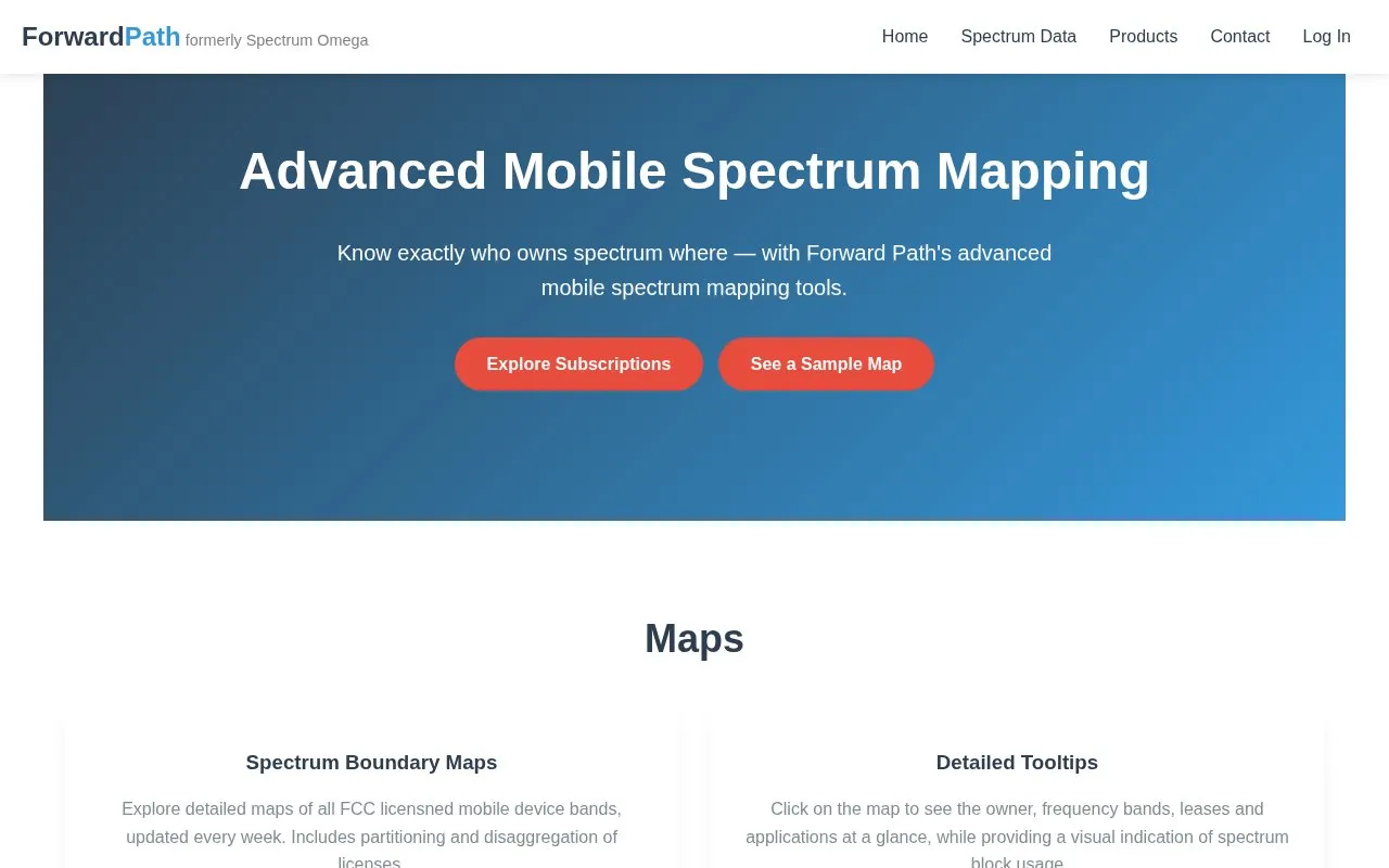 Spectrum Ownership Map homepage screenshot
