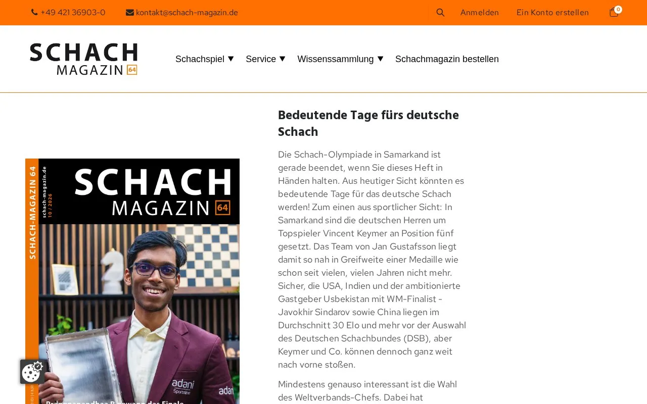 Schach-Magazin 64 homepage screenshot