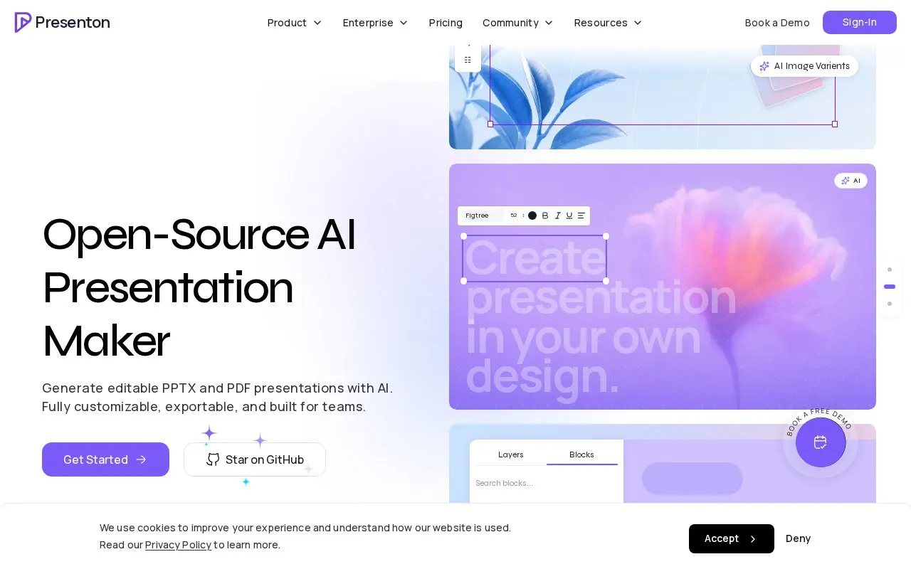 Presentation homepage screenshot