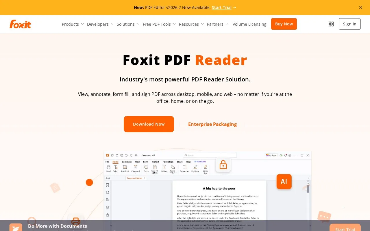 Foxit homepage screenshot