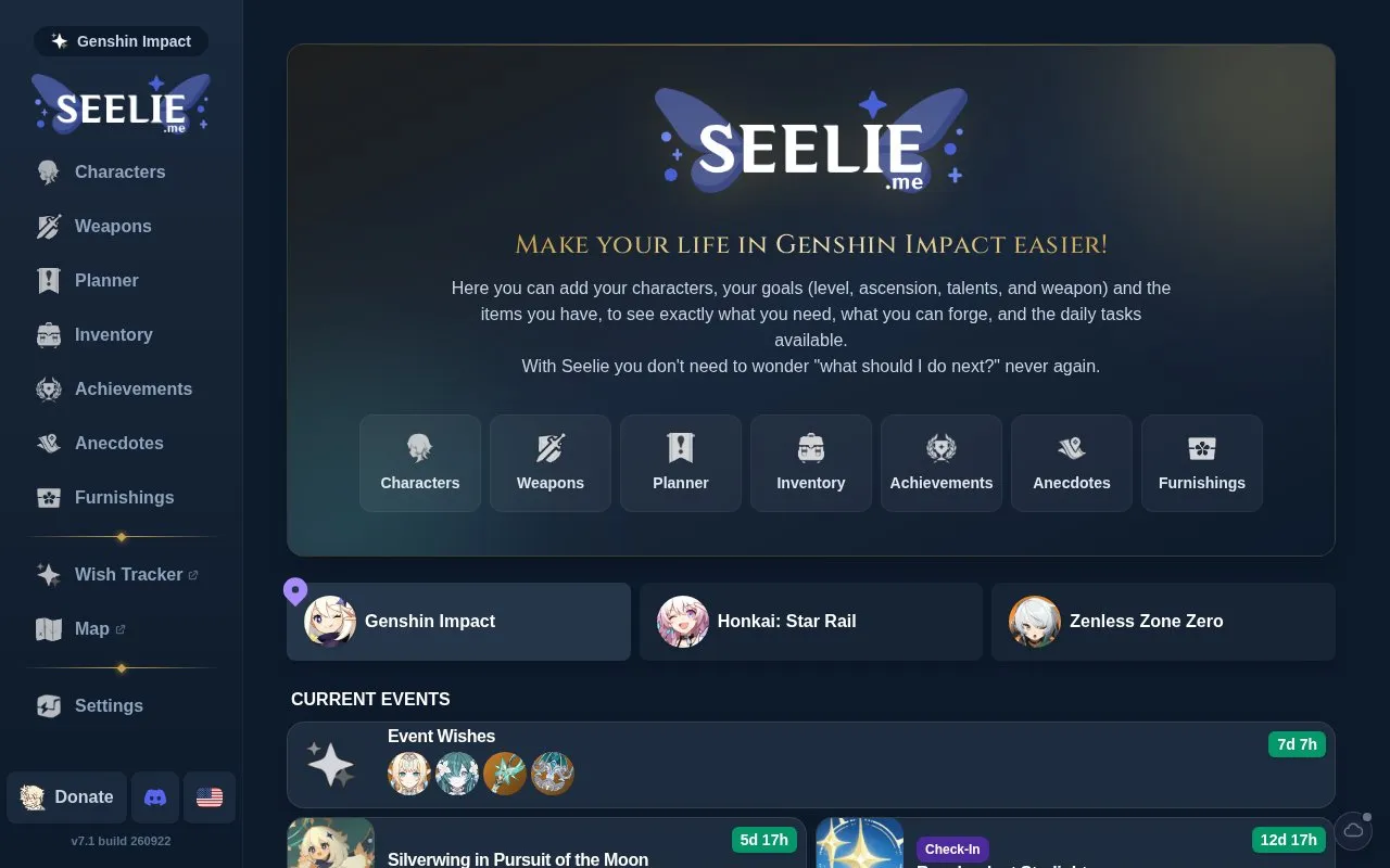 Seelie.me homepage screenshot