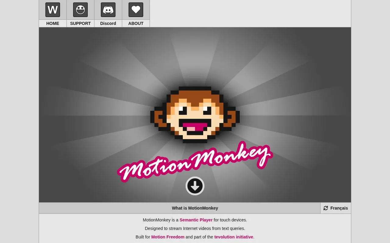 MotionMonkey homepage screenshot