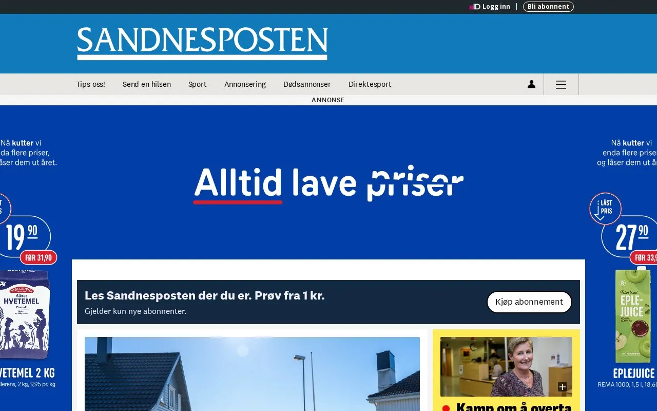 Sandnesposten homepage screenshot