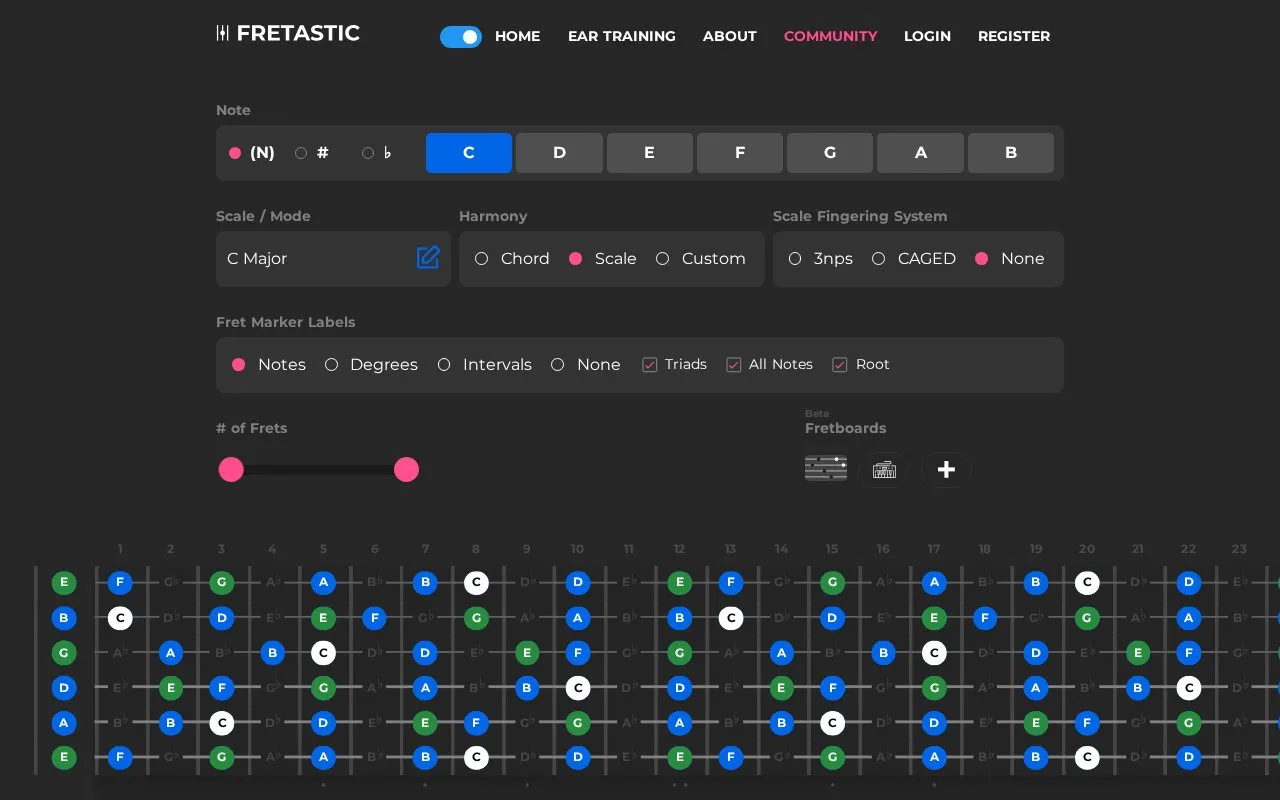 Fretastic homepage screenshot
