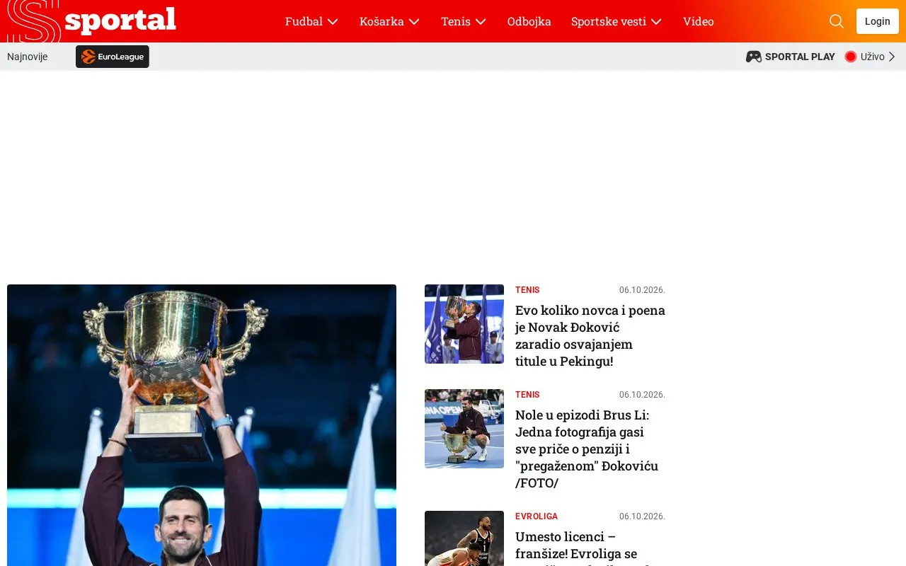 Sportal.rs homepage screenshot