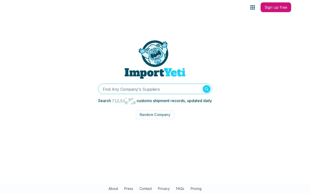 ImportYeti homepage screenshot