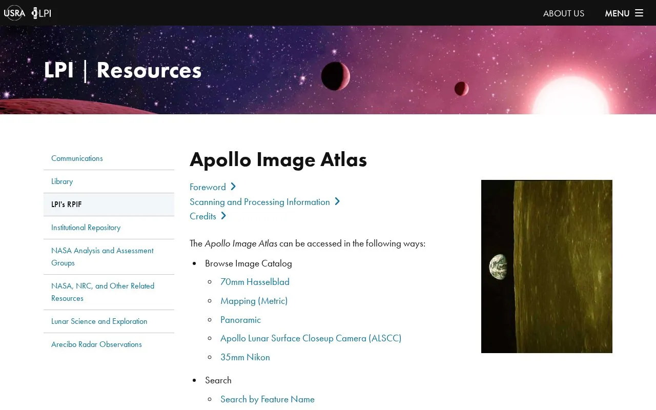Apollo Image Atlas homepage screenshot