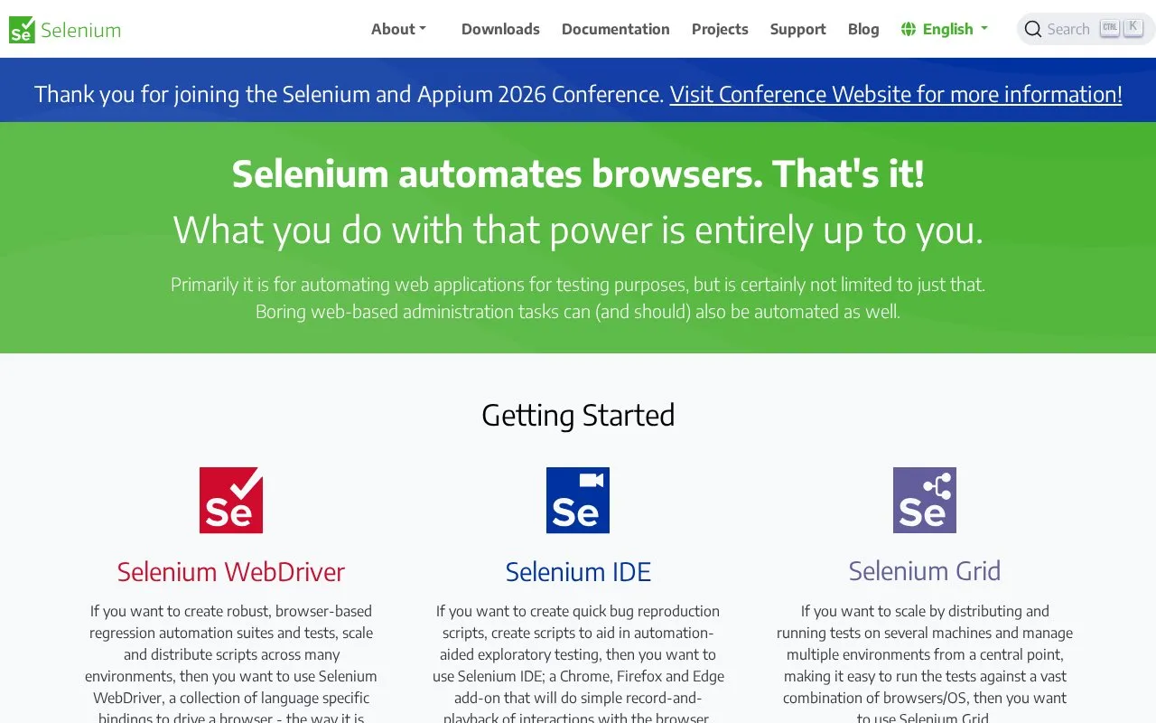 Selenium homepage screenshot