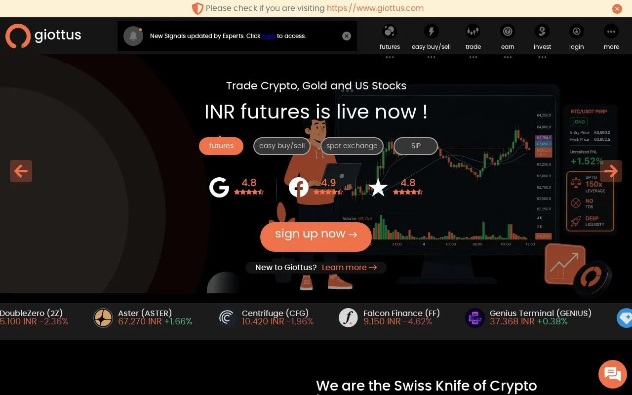 Giottus homepage screenshot
