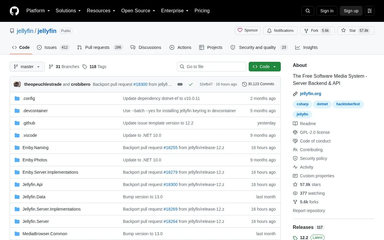 Jellyfin homepage screenshot
