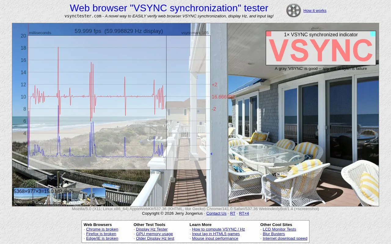 VsyncTester homepage screenshot