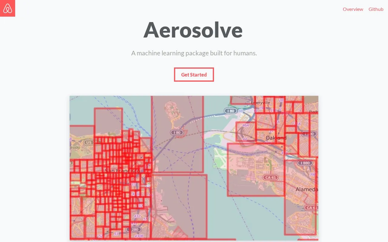 Aerosolve homepage screenshot