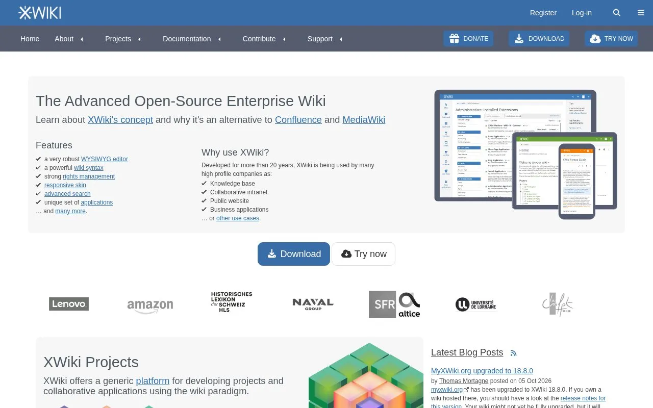 xWiki homepage screenshot