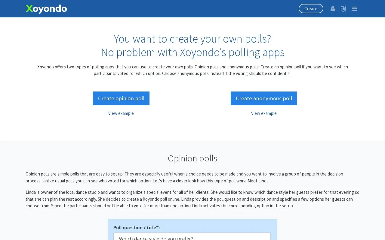 polling-app homepage screenshot