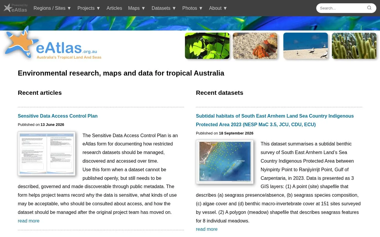 e-Atlas homepage screenshot