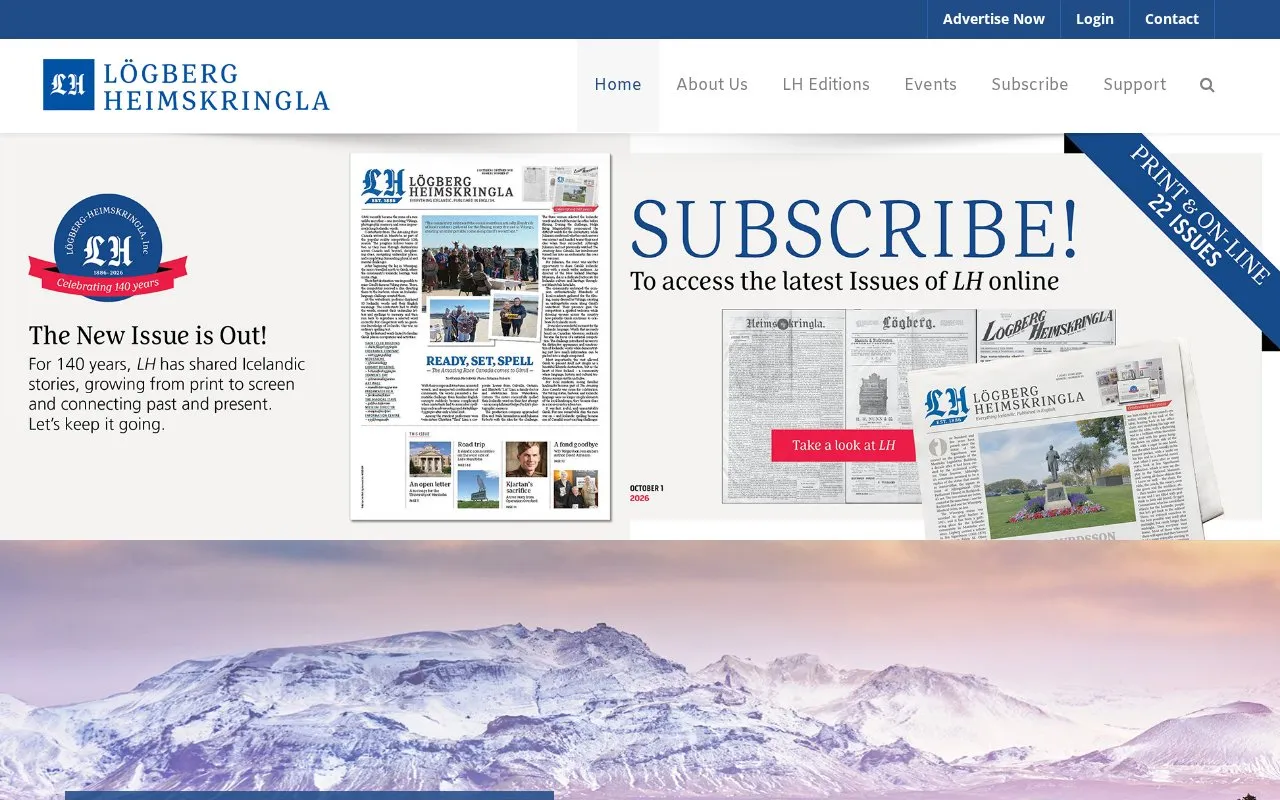 Lögberg-Heimskringla homepage screenshot