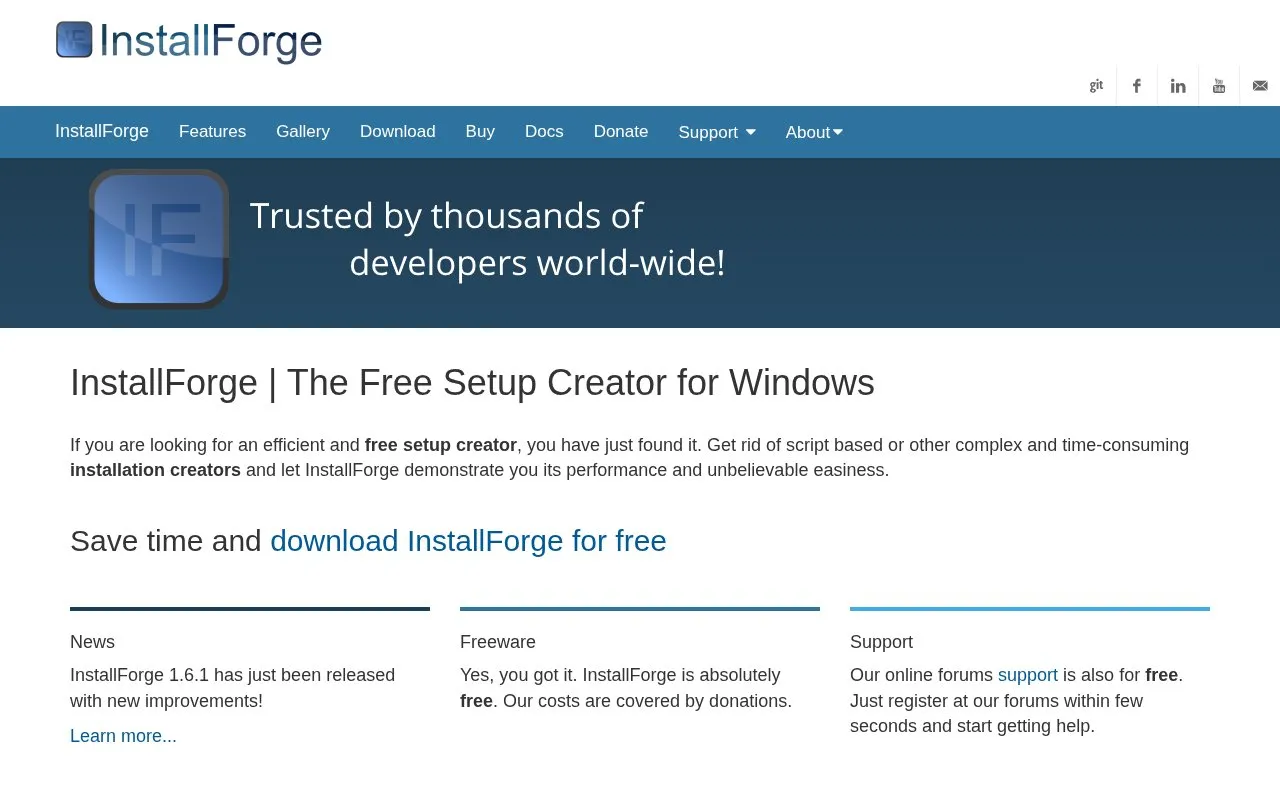 InstallForge homepage screenshot