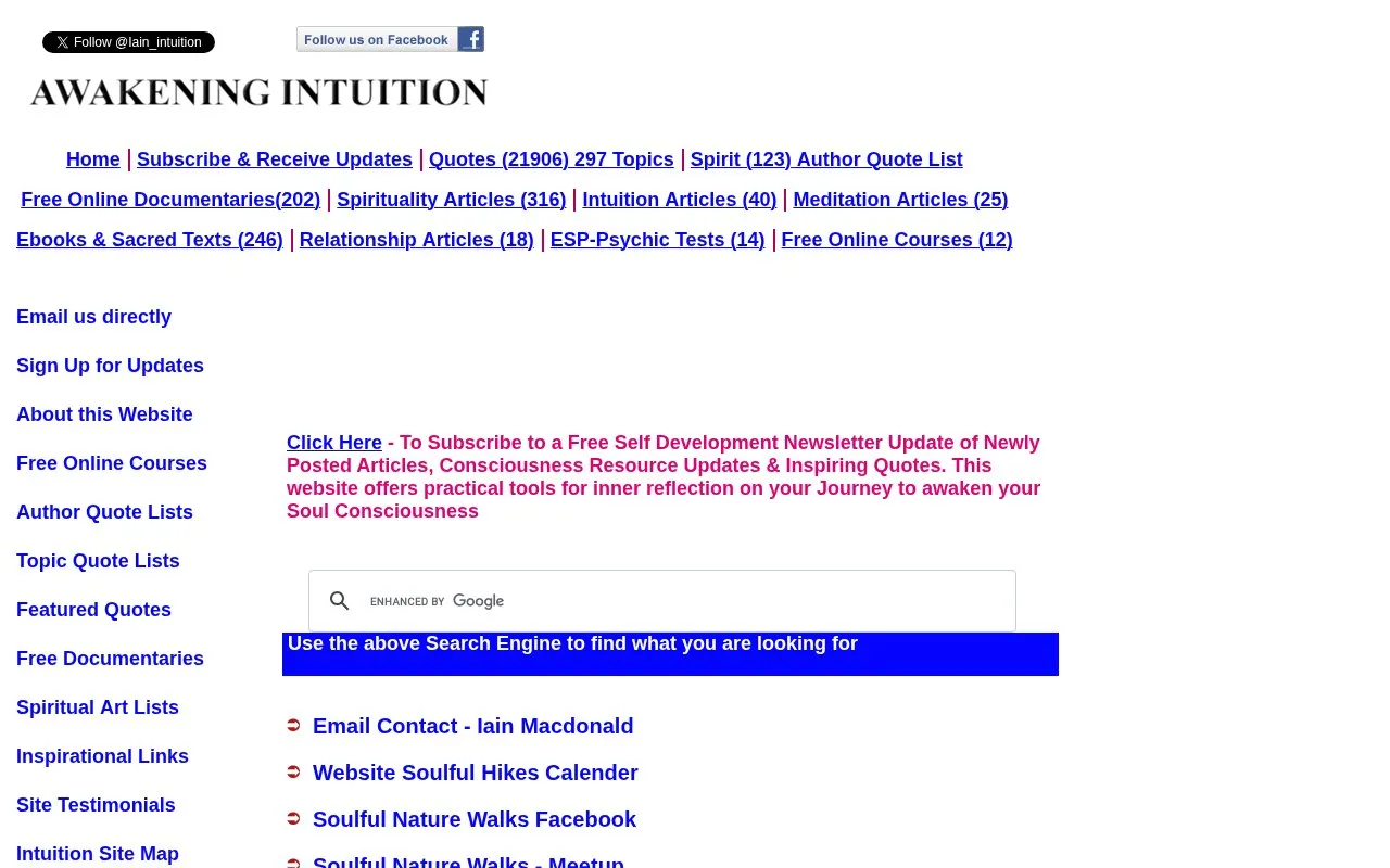 Awakening-Intuition homepage screenshot
