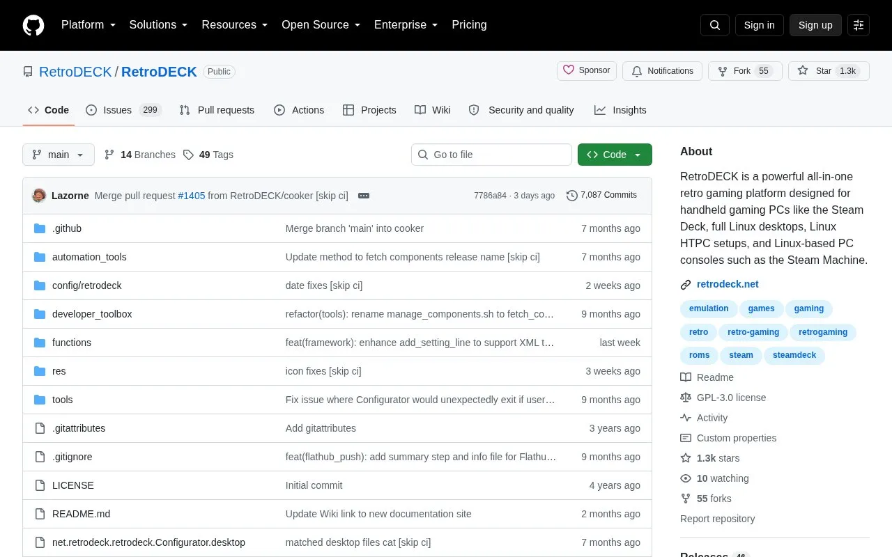 RetroDECK homepage screenshot