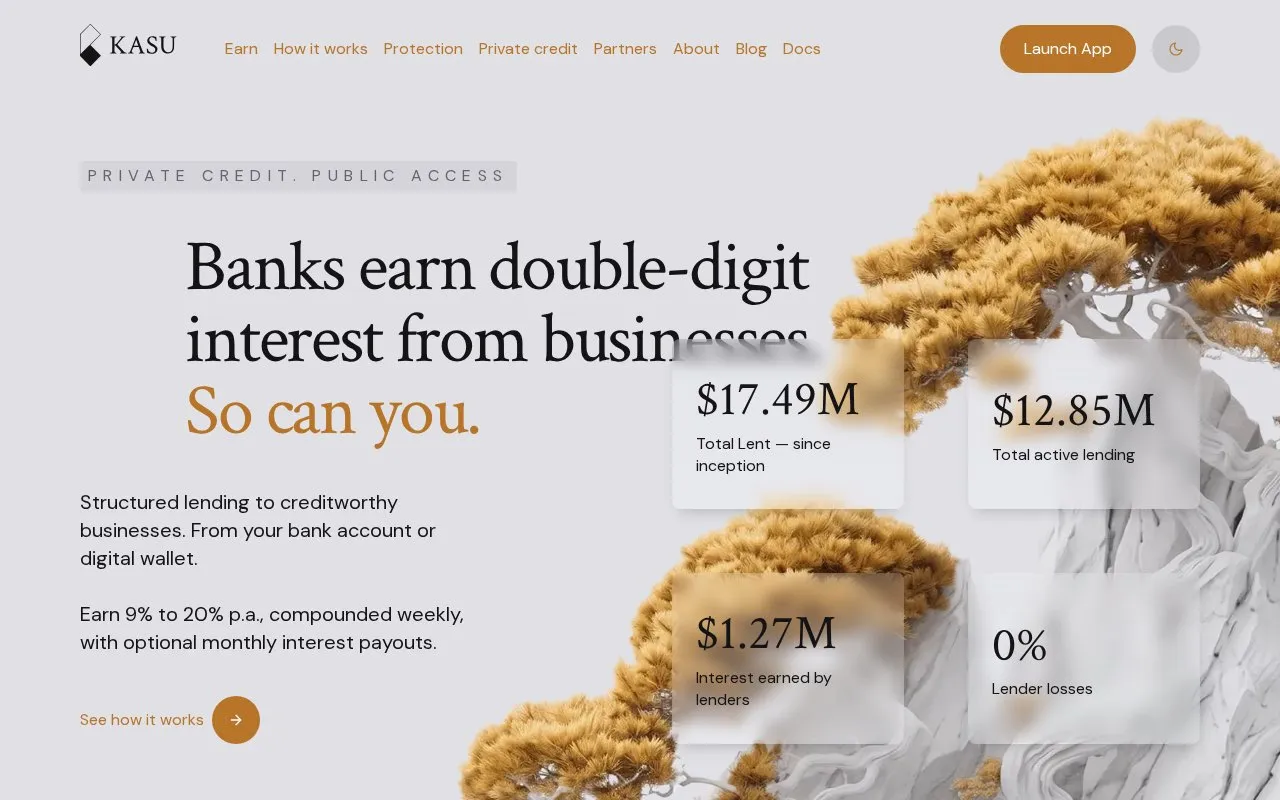 Kasu homepage screenshot