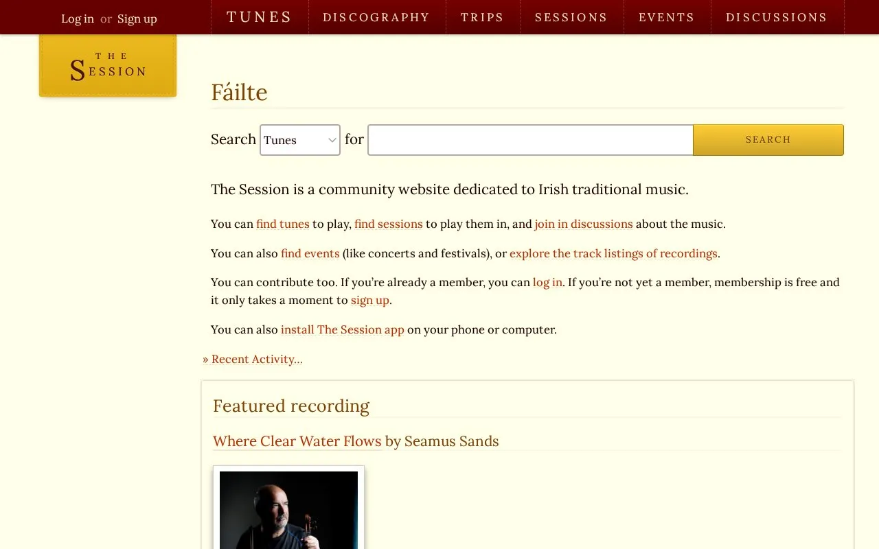 The Session homepage screenshot