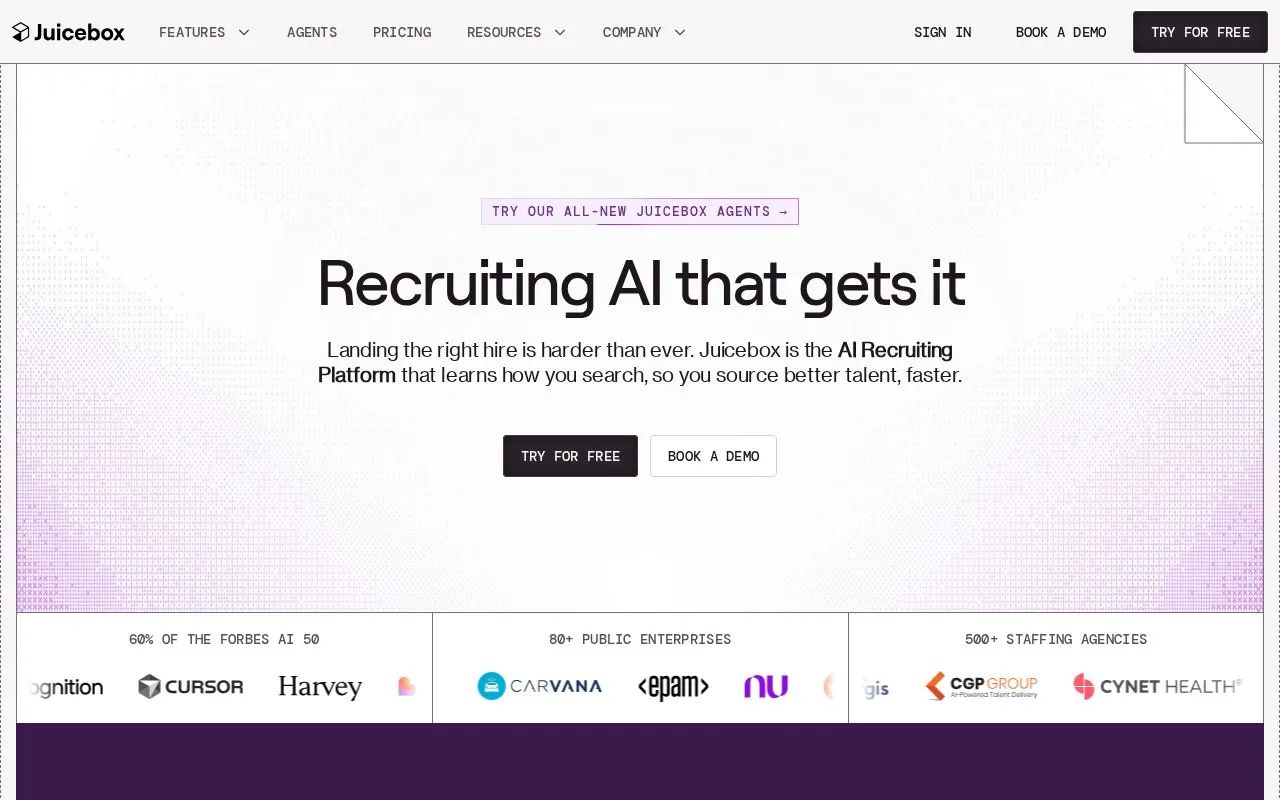 Juicebox homepage screenshot